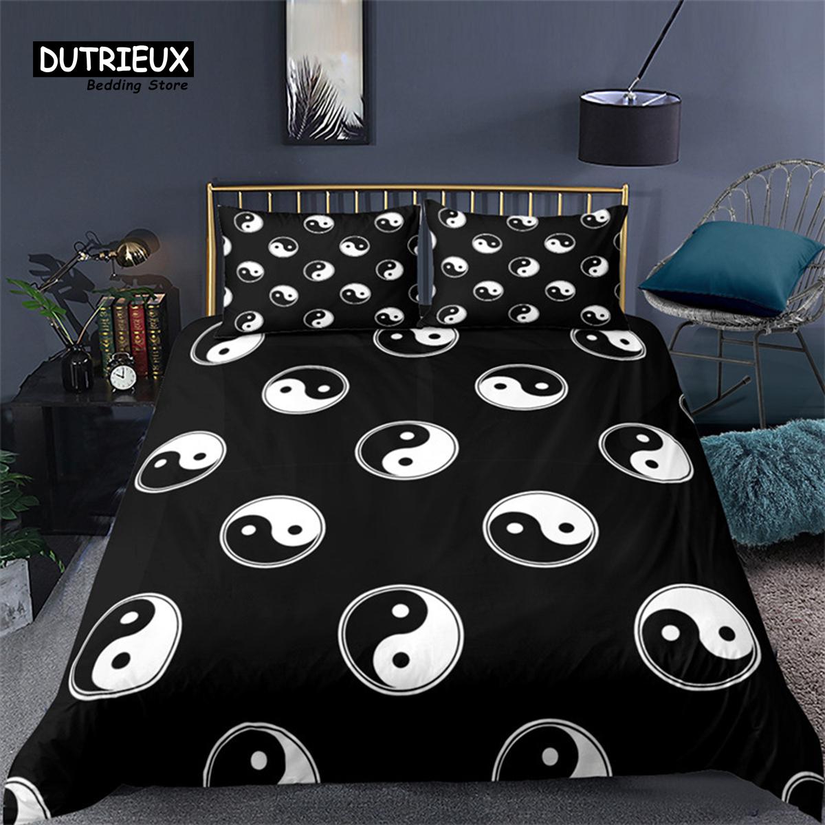 

Comforter Gossip King Boho Trippy Psychedelic Art Microfiber Traditional Ying Yang Theme Bedding Set For Girl Boys Comforter (quilt)-EU Single(135*200cm)3pcs