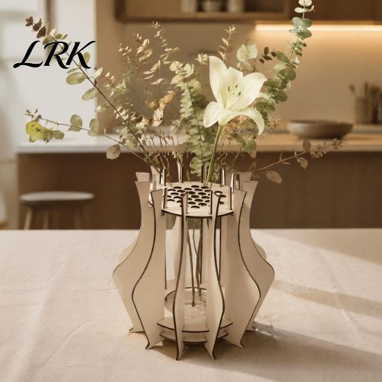 Fashionable Desktop Vases for Classroom Wooden Puzzle Flower Vase, Display Stand Flowers or Sturdy Boxwood Decor Windowsill Artificial Flowers,