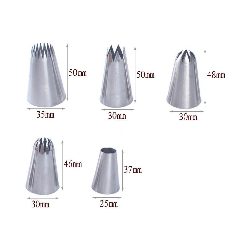 5Pcs Cakes Decoration Set Cookies Supplies Russian Icing Piping Pastry Nozzle Stainless Steel Kitchen Gadgets Fondant Decor