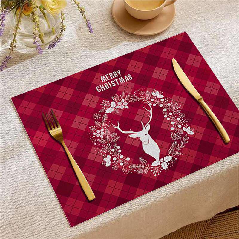 Jolly Christmas Linen Placemats - Stain-Proof, Heat-Resistant Holiday Table Decor