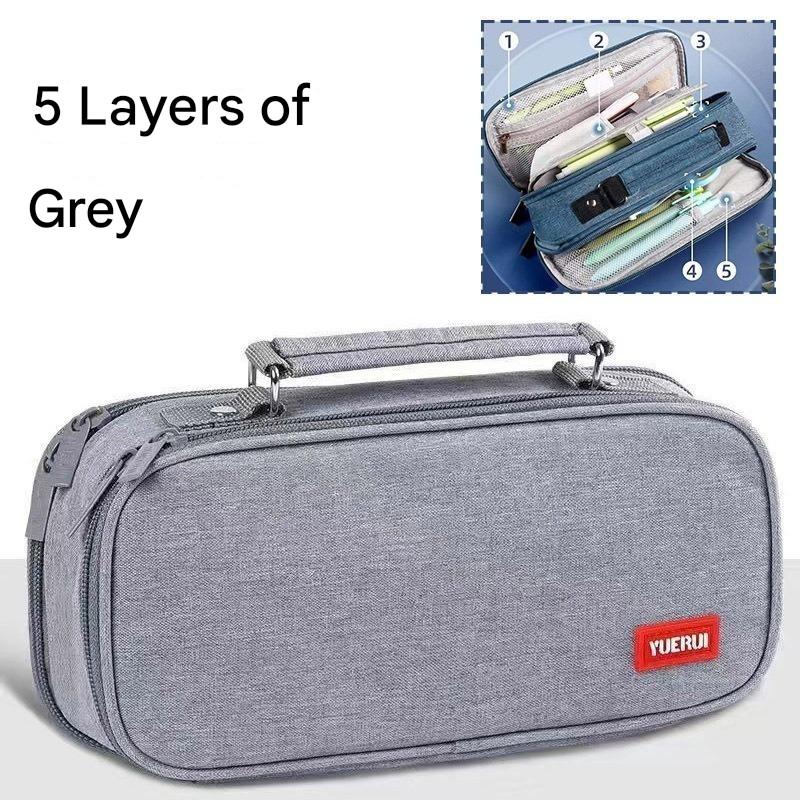 Large Capacity 5 Layers Pencil Cases Pencil Pouch Pen Holder Double Open Stationery Multifunction Double Layer Pen Bag