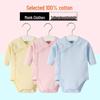 Pure Cotton Long-Sleeve Newborn Baby Onesie with Belly Protector - Autumn/Winter Monk Suit Romper