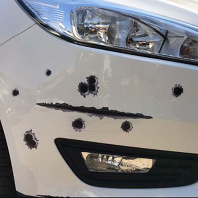 Buy 1Pcs Funny 3D Fake Bullet Hole Gun Shots Creative Car Styling 
