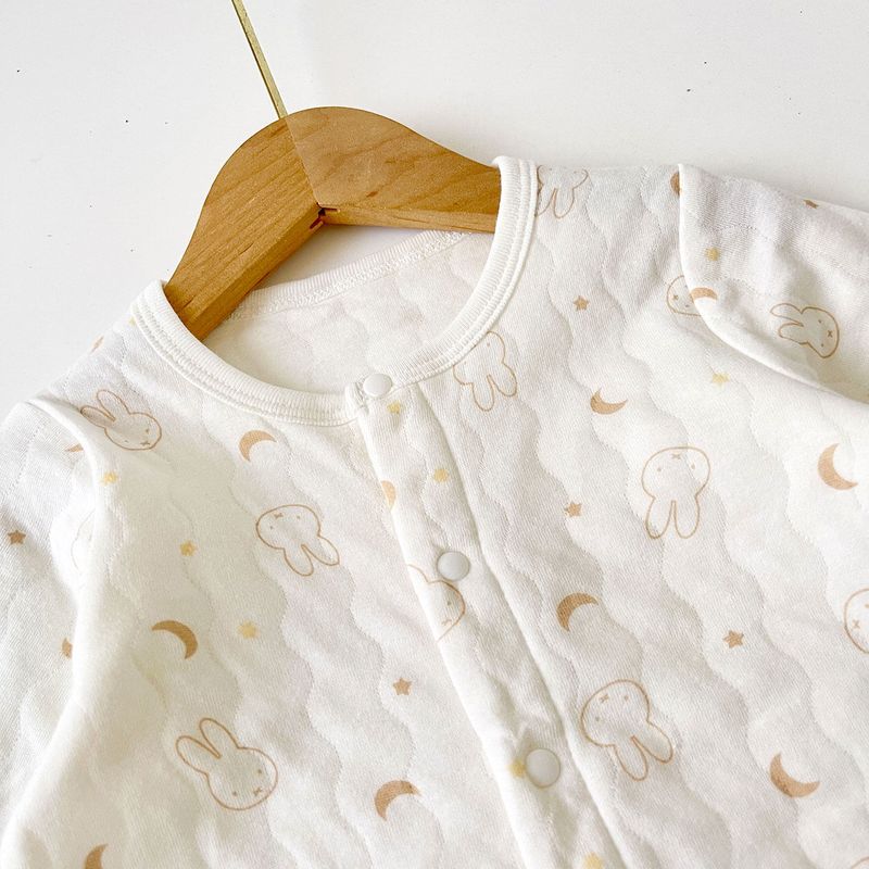 Super Soft Japanese-Style Baby Warm Air Layer One-Piece Romper for 1-Month-Old Baby, Mi Fei Pure Cotton Jumpsuit 80-90