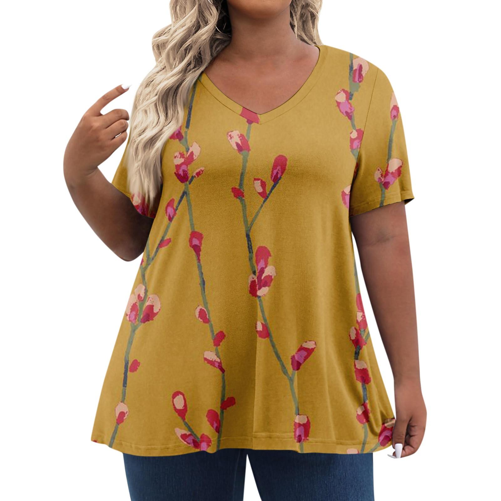 

Женские топы больших размеров, шорты с рукавами, рубашки с V-образным вырезом, повседневная одежда, топы с принтом XL