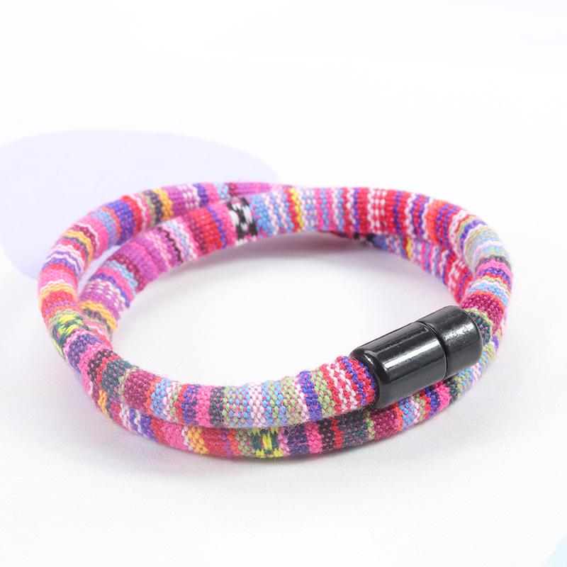 Bohemian Cotton-Linen Double-Layer Magnetic Bracelet in Nepalese Style