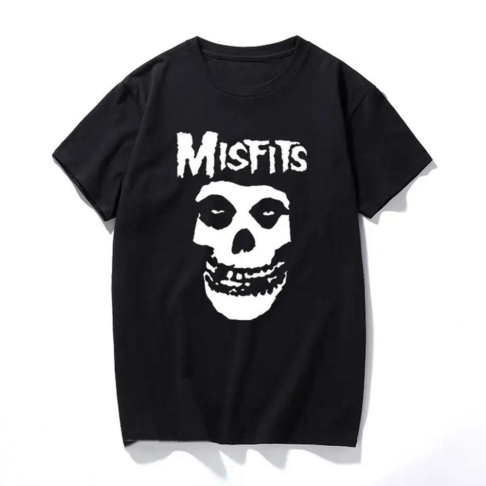 

New Men s Hip-Hop Punk Skull Misfits Brand Short-Sleeve T-Shirt Cool Design Male Summer Basic Tops 42328 - Men s Summer Cotto... S разноцветный