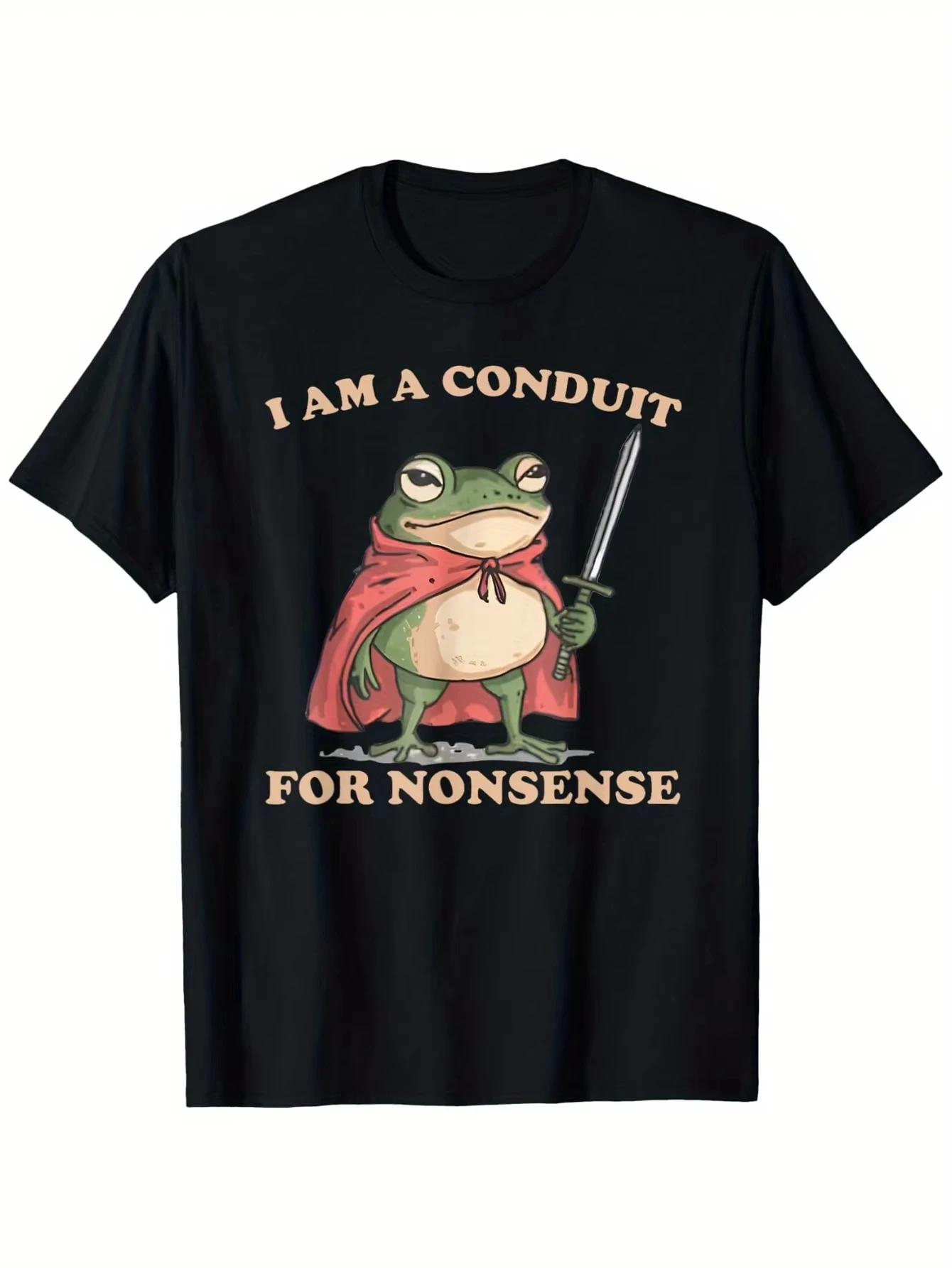 

Funny Conduit for Nonsense Frog Graphic Tee Breathable Cotton TShirt Unisex 4XL