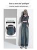 Women's 2023 Retro High Waist Wide Leg Jeans - Petite Loose Straight Leg Style