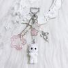 Creative Cute Flocked Kitten Strawberry Pendant Keychain Sweet Animal Keyring Backpack Decoration Accessories Best Friend Gifts