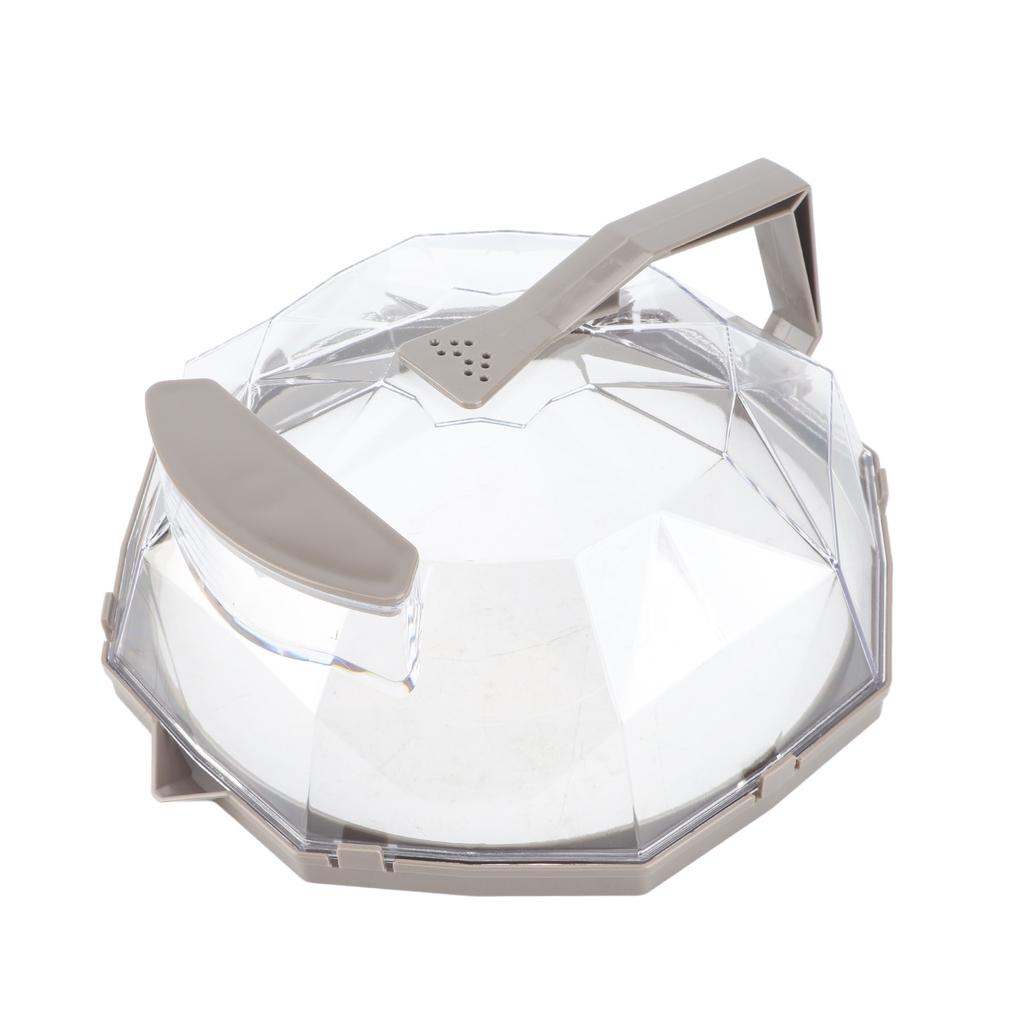 Microwave Splash Heating Cover PC Food Splatter Guard with Extension Handle for Kitchen Cooking Brown