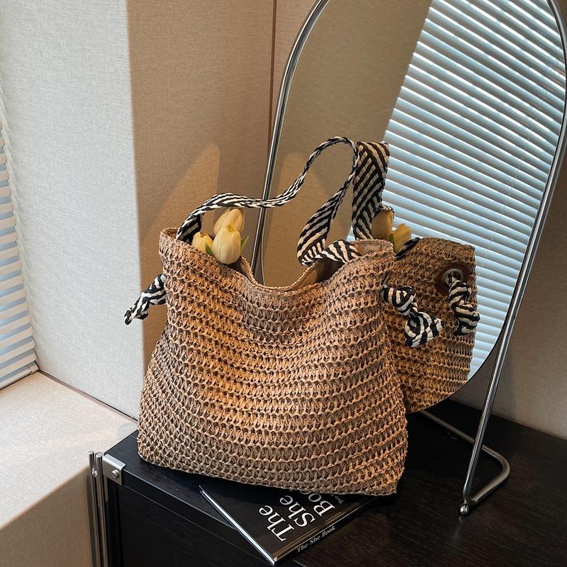 Straw Underarm Big Bag Women's New Summer Woven Shoulder Bag Travel Vacation Beach Bag  For Women, Single Shoulder Satchel, Summer Beach Tote Handbag