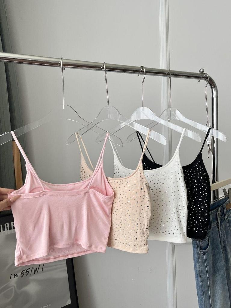 Sparkle Rhinestone Strapless Padded Camisole - Sexy Slim-Fit with Beautiful Back Design