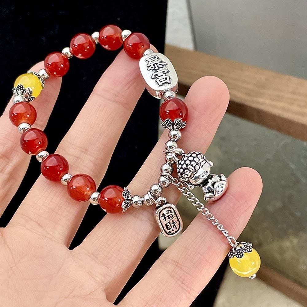 Blessing Accessories New Year Bangle Buddha Women's Wrist Jewelry Red Beads Bracelet Women