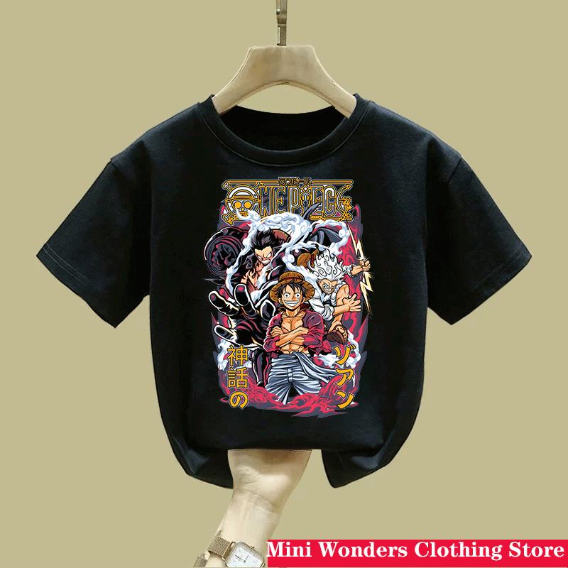 Summer Anime Fashion Boys Clothes Girls Cartoon Tops Anime One Pieces Tshirt Kids Nami TShirt Children Tees Summer Teen Clothes 100