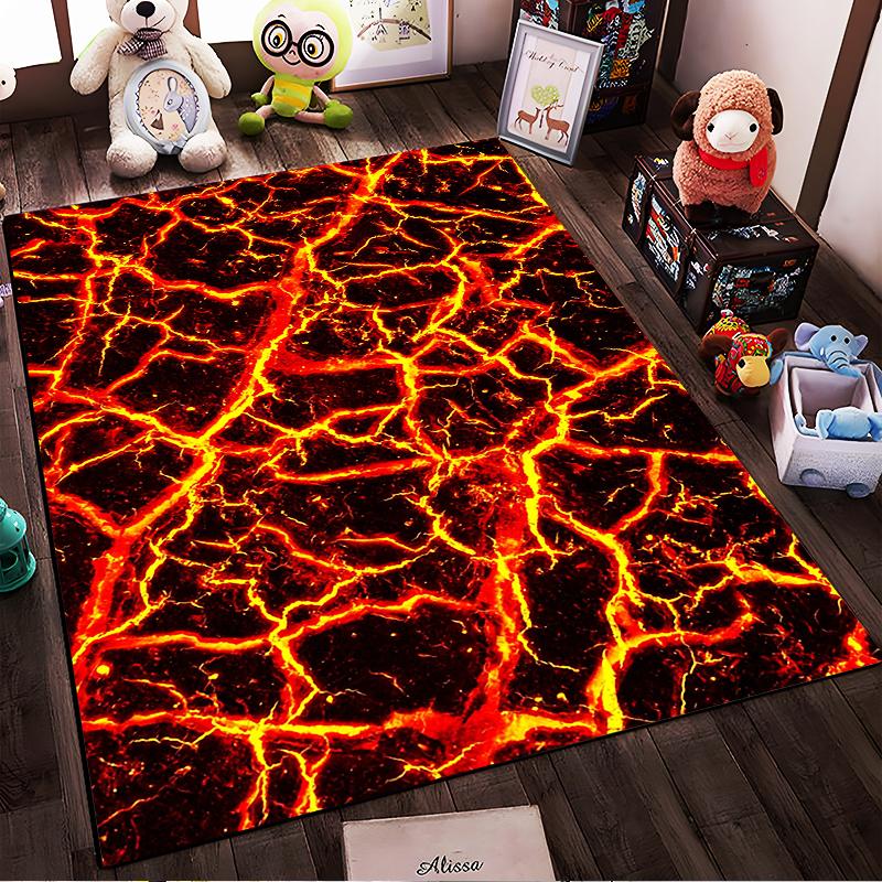 Bodenmatte mit feurigem Lavamuster, geeignet als rutschfeste Matte für das Wohnzimmer oder das Sofa im Schlafzimmer