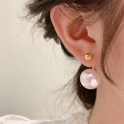 Orecchini di Perle Ago d'Argento: Lussuoso, Design Unico con Schiena Scoperta per Donna