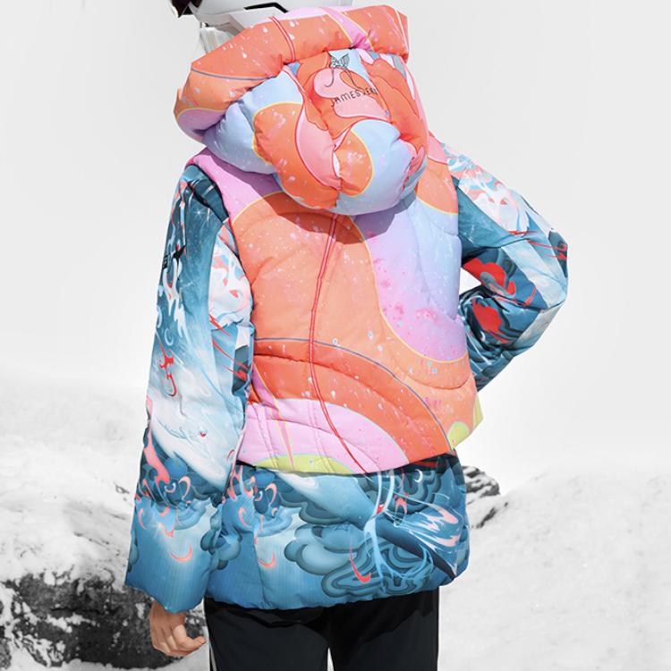 FILA Fashion Versatile Warm Tie-Dye Floral Down Jacket Women Outerwear A11W446910FZA