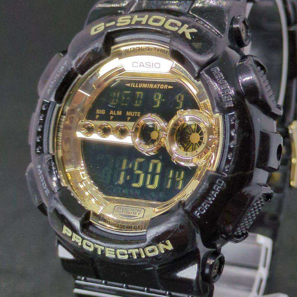 Used Working Casio G-SHOCK GD-100GB Black x Gold Men's Watch