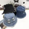 Summer Trendy Washed Broken Denim Bucket Hat Women Breathable Sunshade Best Matched Female Korean Style Beach Fisherman Cap Gift