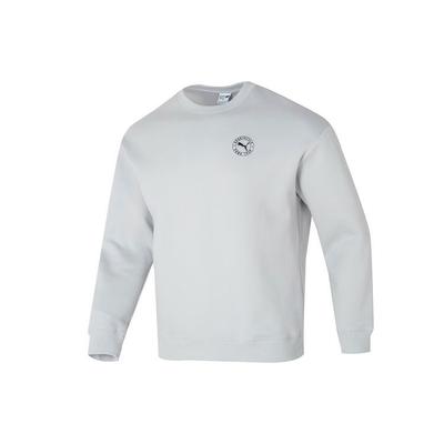 Puma Sweatshirt à capuche unisexe à manches longues pour la course à pied, le fitness et l'entraînement, couleur unie avec logo, Gris clair 627878-09