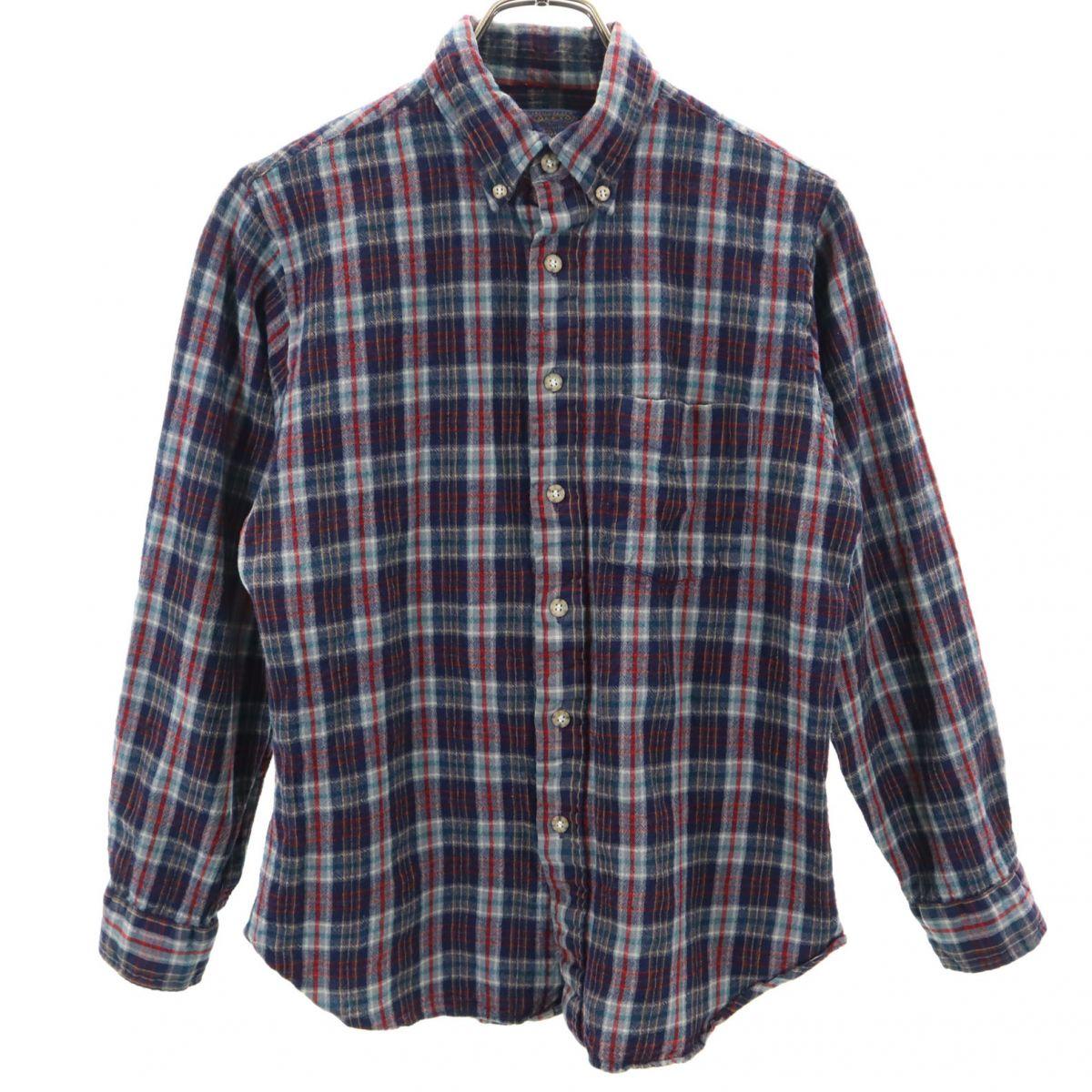 

PENDLETON 70-е годы Сделано в США Винтажная рубашка с длинным рукавом из шерсти на пуговицах с клетчатым узором Мужская Б/У