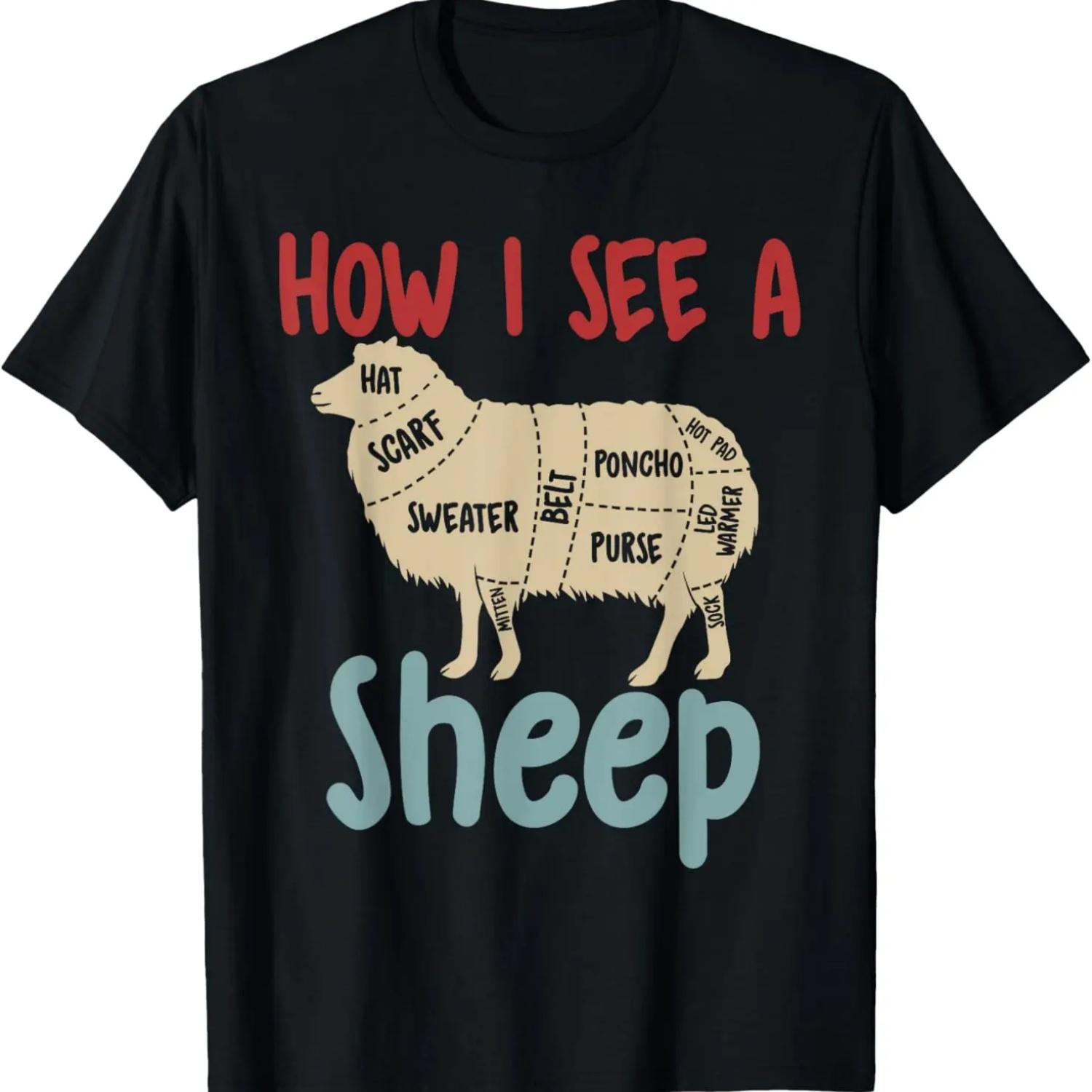 Vintage How I See A Sheep Funny Anatomy Sheep Funny Farmer T-Shirt S чёрный