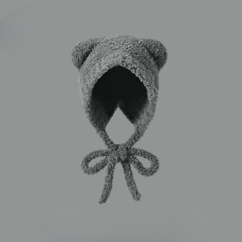 Plush Knitted Hat For Women, Winter Warm Ear Protection Headband, Sweet And Versatile Face Enhancing Small Woolen Hat