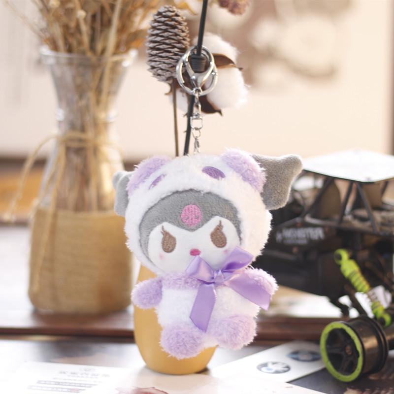 

12см Sanrio Kawaii Hello Kitty Kuromi Плюшевая Кукла Игрушки Подвеска Милый Плюшевый Брелок Подвеска на Сумку Рождественские Подарки синий