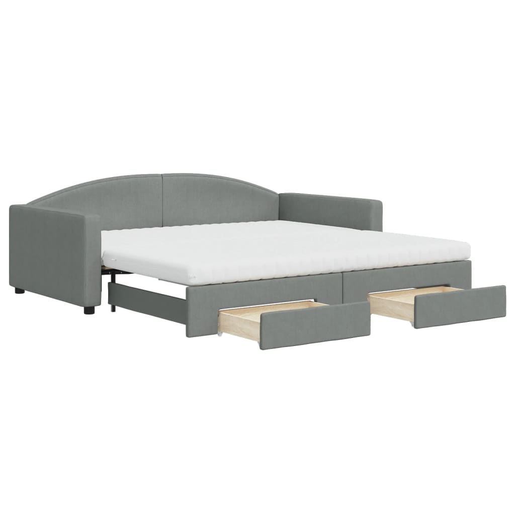 Vidaxl Sofa Rozsuwana Z Szufladami, Ciemnoszara, 100X200 Cm, Tkanina