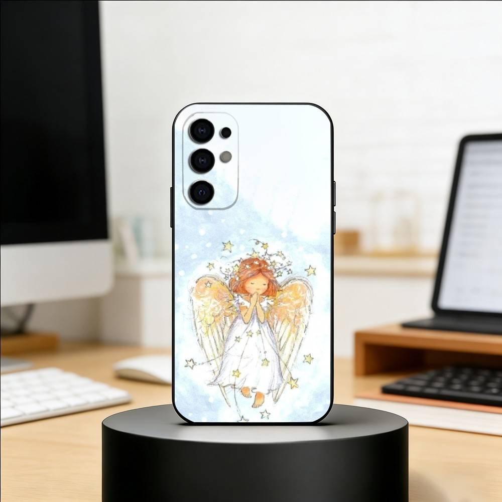Heilender kleiner Engel Handyhülle Für Samsung S25,S24,S21,S22,S23,S30,Ultra,S20,Plus,Fe,Weiche Silikon Schwarze Hülle