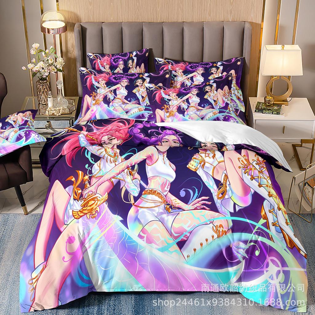 3D Printing, Witch Hunters Cartoon Animation Bedding Quilt Cover Three-Piece Set