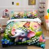 Cute Elephant with Butterfly Wreath Print Bedding Set 1 Duvet Cover 2 Pillowcases for Adult and Children Luxury Gift Full Size