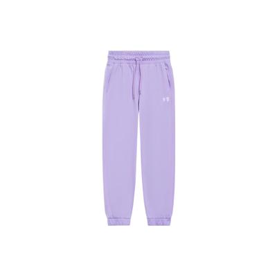 Li Ning Sports Trend Series Solid Color Tapered Knit Joggers Women Joggers Purple AKLS288-6