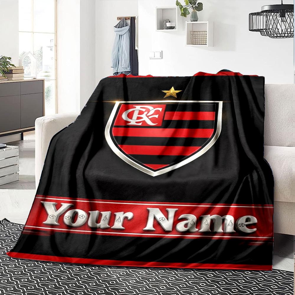 Name Custom CR Flamengo Print Flannel Blanket High Quality Warm Comfortable Cover for All Seasons Perfect for Gifts Home Decor