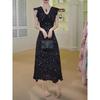 Retro floral lace splicing sleeveless dress female casual girl summer temperament long skirt