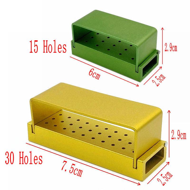 15/30 holes Dental Diamond Burs Holder Block Disinfection Box Autoclave ALUMINIUM Bur Holder Dentist Tools