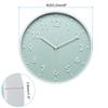 PATIKIL 20 Cm Wall Clock, 3D Numbers, Quartz Movement, Silent, No Tick-Clack, Round Wall Clock, for Office and Bedroom Decoration, Light Green