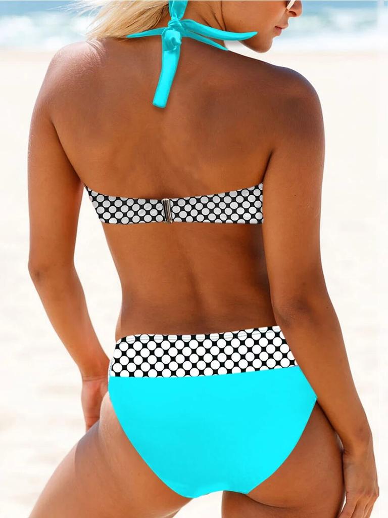 Halter bikini 2024 damskie stroje kąpielowe z wysokim stanem wiązanie z przodu strój kąpielowy damskie kostiumy kąpielowe letni strój kąpielowy Push Up pływanie