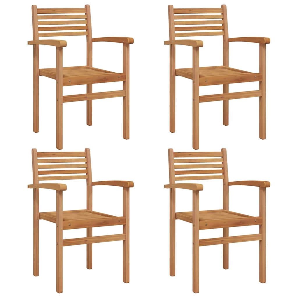 Chair Set of 4 Brown 56 X 55 X 90.5 Cm Solid Teak Wood
