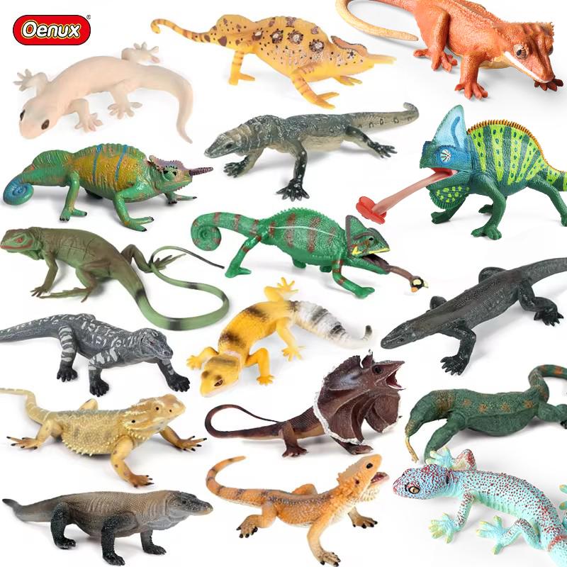 Oenux Simulation Reptile Lizard Chameleon Geckos Insect Animals Model Action Figure Collection Toys Kids Gift Home Decorations