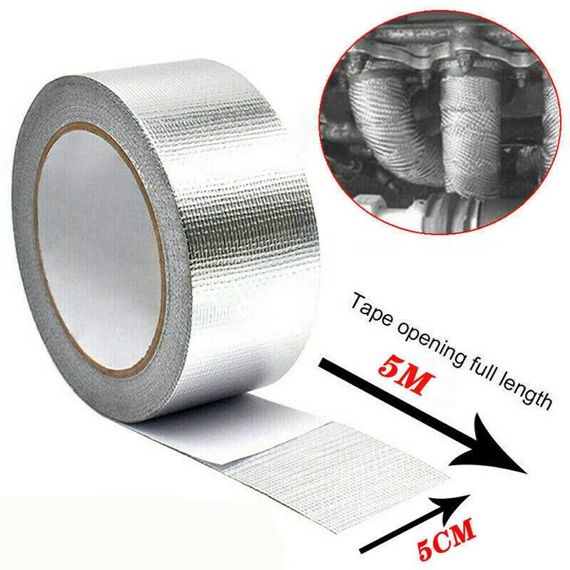 

5m*5cm Exhaust Pipe Insulation Tape Exhaust Heat Tape Manifold Downpipe High Temperature Bandage Tape Silver Adhesive Tape\ ;[; белый