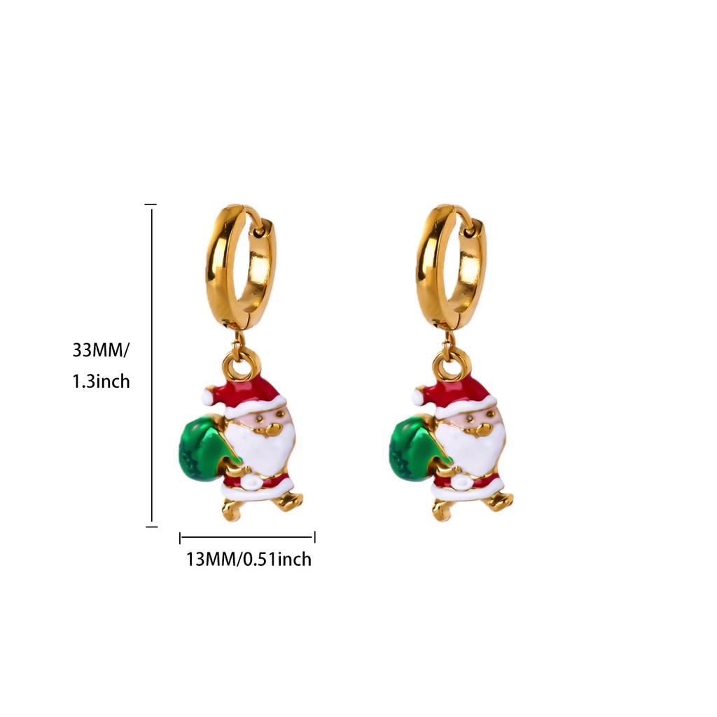 Stainless Steel Christmas Earrings Funny Christmas Hat Boots Crutch Santa Claus Earring Xmas Holiday Jewelry Gift For Women Men