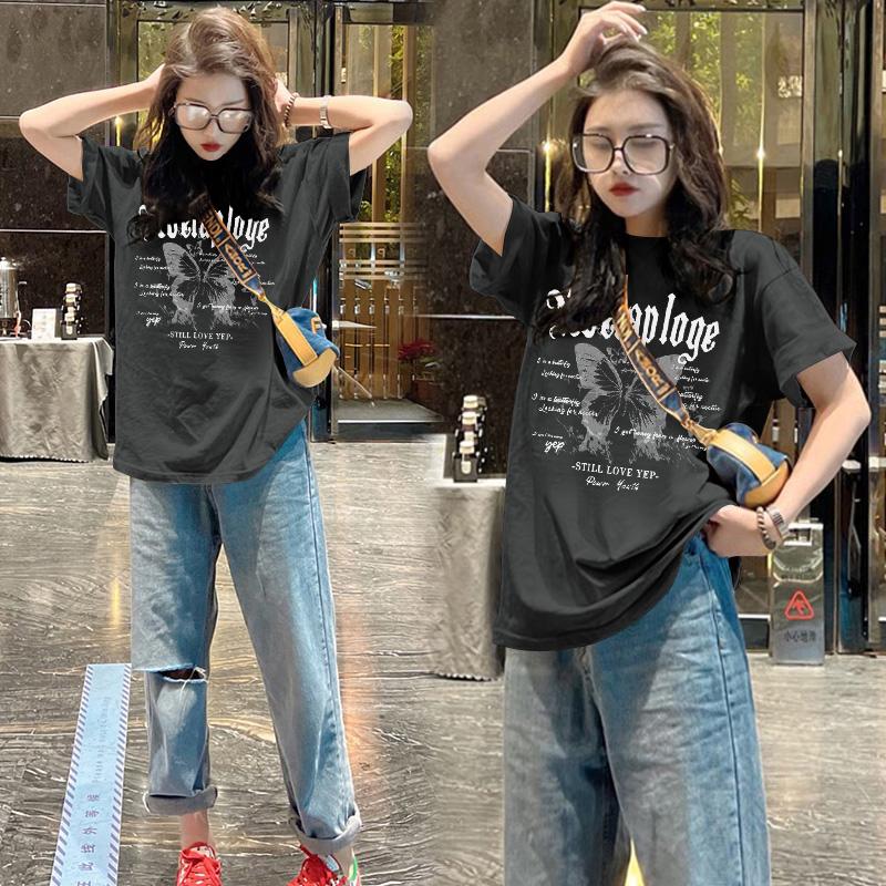 White inner cotton long loose short-sleeved T-shirt women's 2025 summer new large version top bottoming shirt M