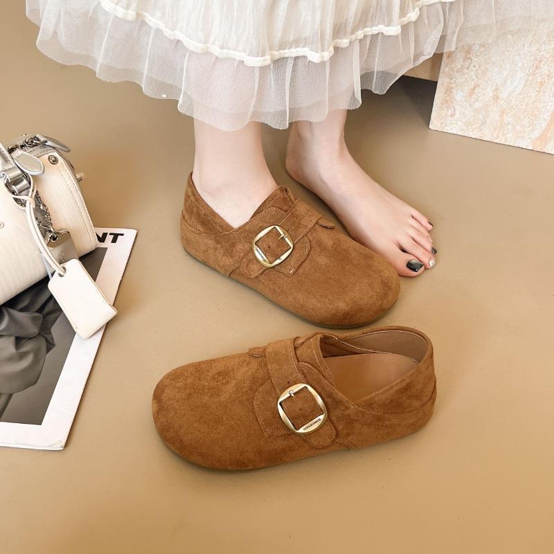 All-inclusive women's new spring and autumn flat-soled single shoes, one pedal inner height increase, soft sole retro