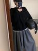 Women's Ribbed Round Neck Wool Sweater - Loose, Slimming Knit Pullover, New Fashion Style