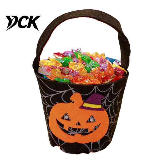 Lightweight Carrying Bag Halloween Trick or Treat Bucket for Kids, Pumpkin Face Ghost Bat Cat Candy Snack Basket, Holder with Handle Party Favors