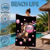 Custom Name Monkey Art Bobby Heart In Space Adventure Microfiber Beach Towel, Lightweight for Summer Travel, Swimming Pool Fan Gift