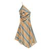 Sommer neue Damenmode Urlaub sexy asymmetrisches gestreiftes Midi-Latzkleid