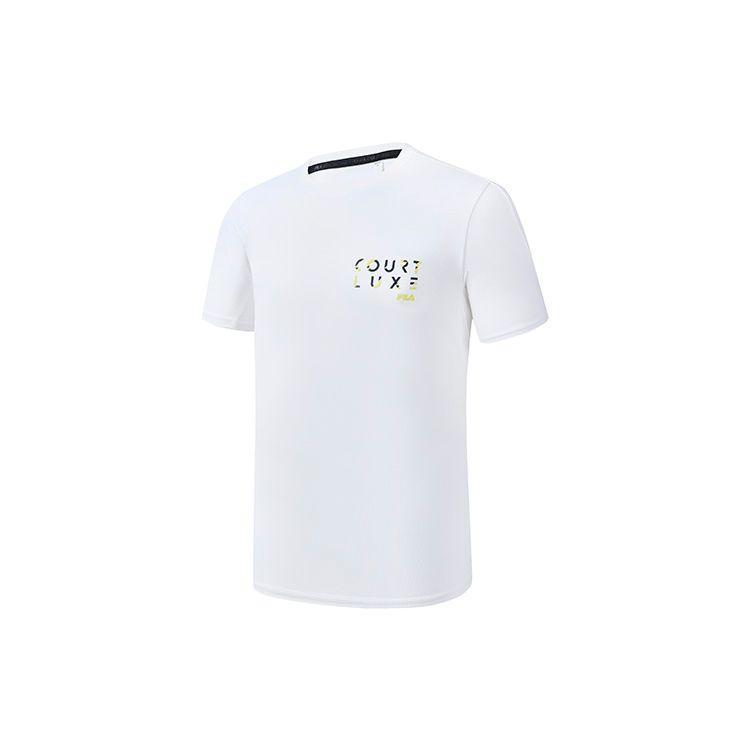 FILA Athletics Casual Sports Logo Solid Color Round Neck Running Short Sleeve T-Shirt Men Tops Jade-White A11M233105F-WT